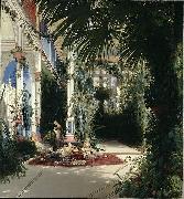 Carl Blechen The Interior of the Palm House on the Pfaueninsel Near Potsdam oil painting